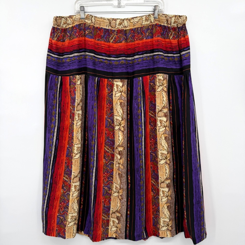 Vintage Mixed Print Maxi Skirt Size 3X 4X Patchwork Elastic Waist Boho Artsy